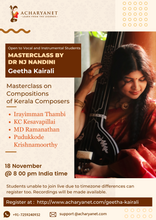 Load image into Gallery viewer, GEETHA KAIRALI : Masterclass by Dr NJ Nandini